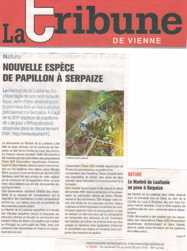 Article de la Tribune de Vienne du 30 mai 2013